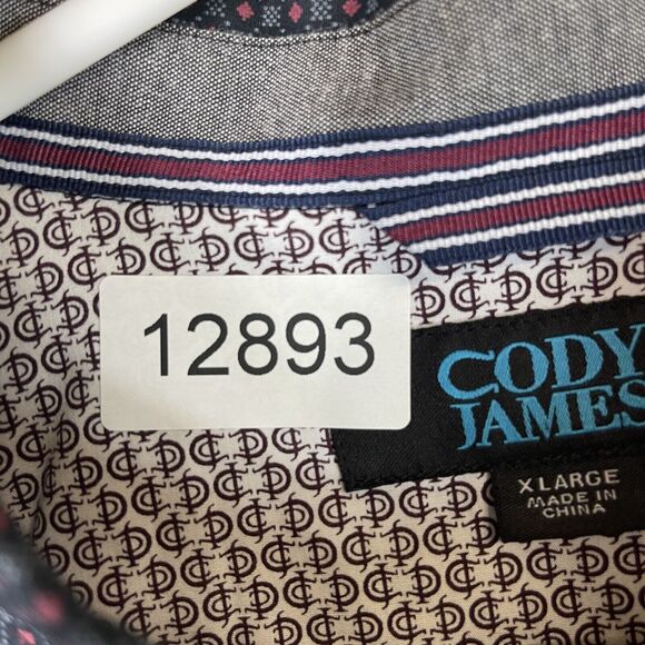 Cody James Shirt Mens Extra Large Gray Red Casual Long Sleeve Button Up Adult - Picture 11 of 11